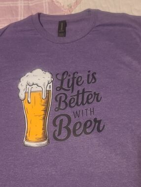 Gildan Purple 'Life Is Better With Beer' Graphic Tee